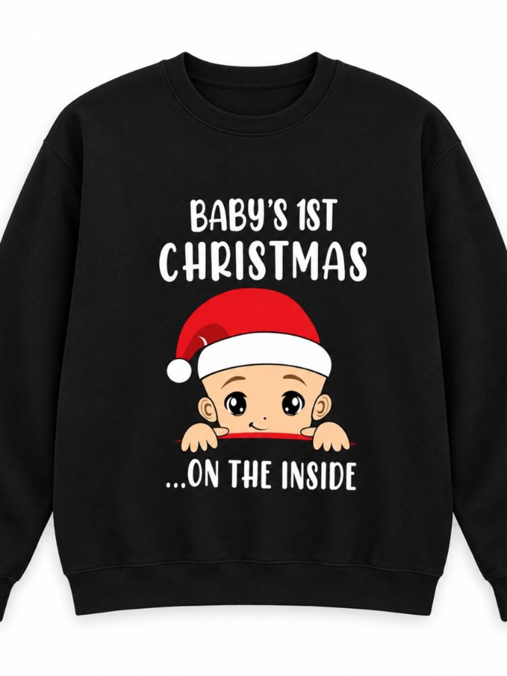 Baby's 1st Christmas On The Inside Maternity Sweatshirt Funny Pregnancy Gift